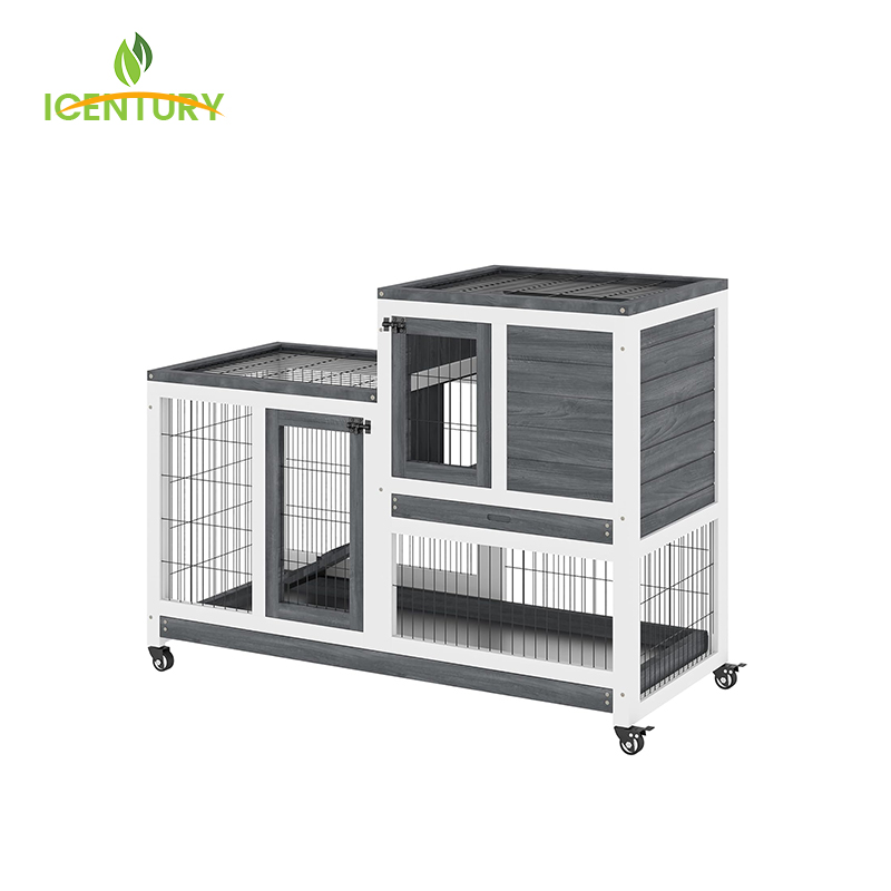 Wooden Bunny Hutch - Guinea Pig Cage With Wheels