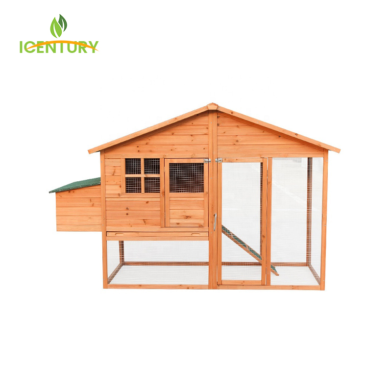 Garden Wooden Mobile Chicken House - 2 Layer Poultry Cage