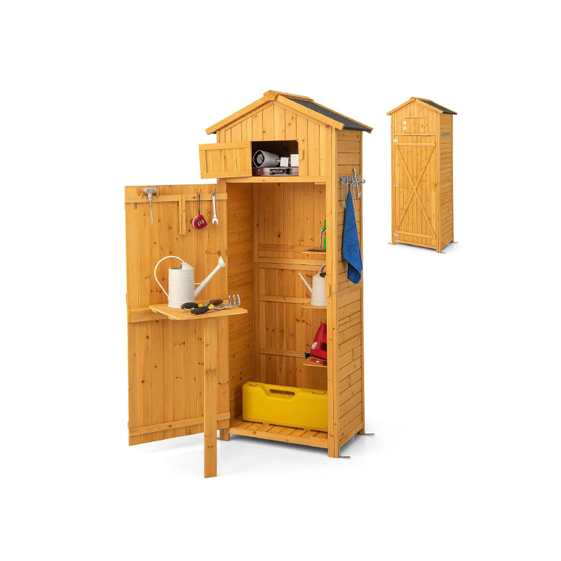 3 Layer Wooden Garden Storage Sheds - Tools Storage Cabinet