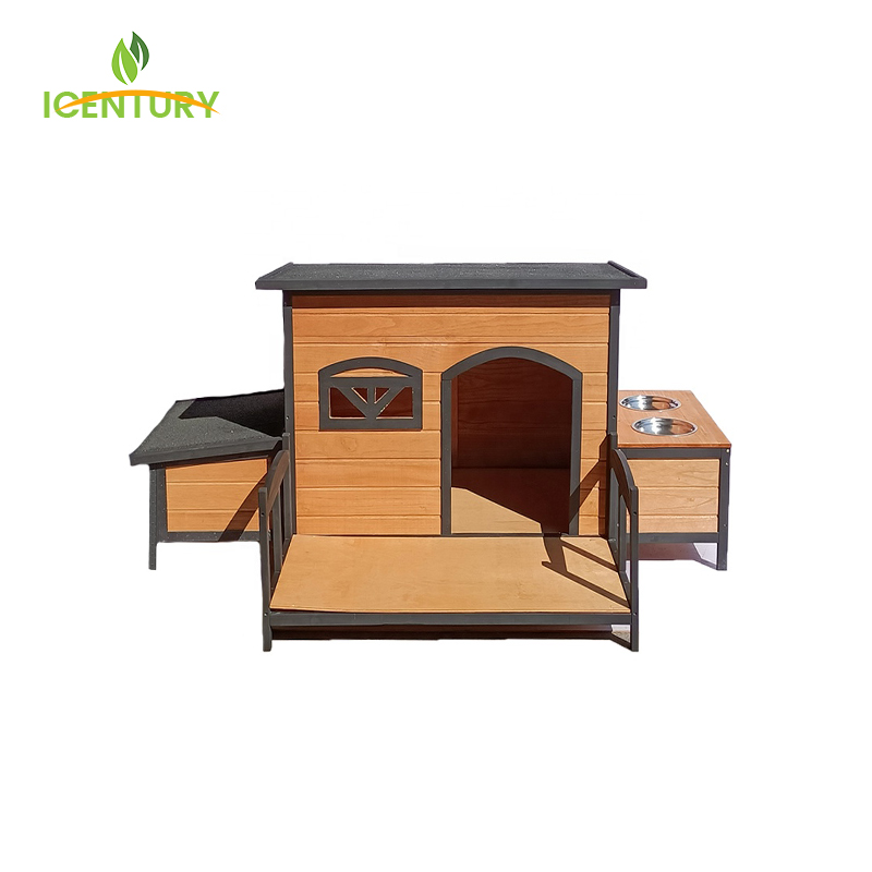 Outdoor Wooden Dog Cage And Kennels With Bowls