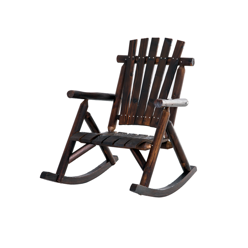 Antique Wood Reclining Rocker Chairs for Patio Garden Balcony Porch