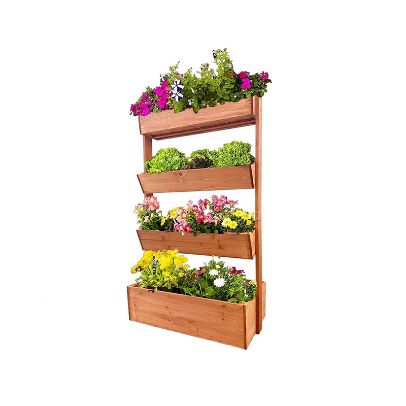 4 Tier Wooden Garden Planter Bed For Vegetables Flowers