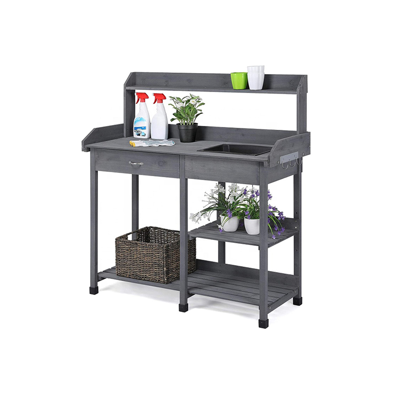 Garden Wooden Potting Bench With Sink