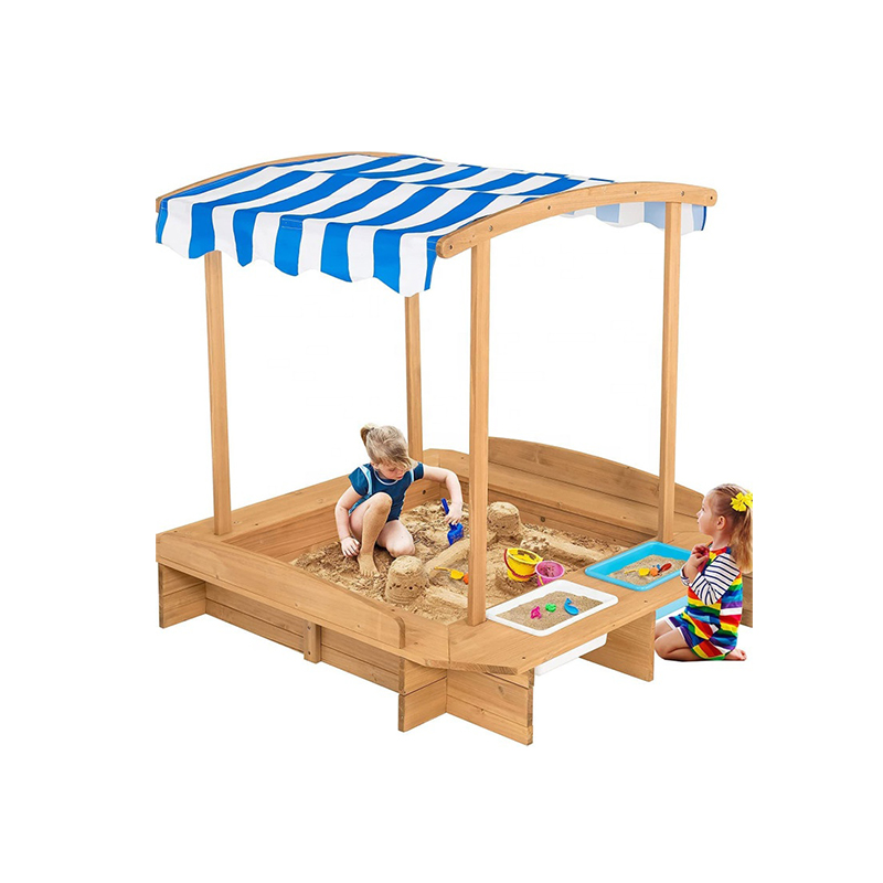 Backyard Wood Kids Sandbox with Roof