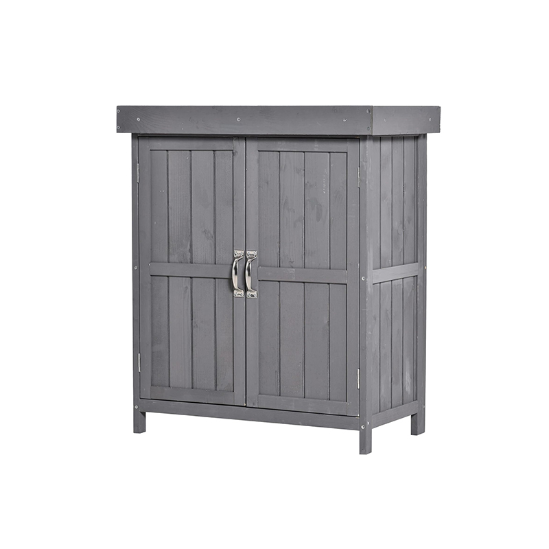 Wooden Garden Storage Shed with Hinged Roof and Shelves