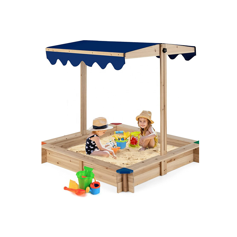 Wooden Foldable Playground Sandpit With Canopy